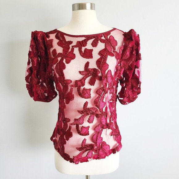 Gracia Tops - Gracia mesh balloon sleeve blouse